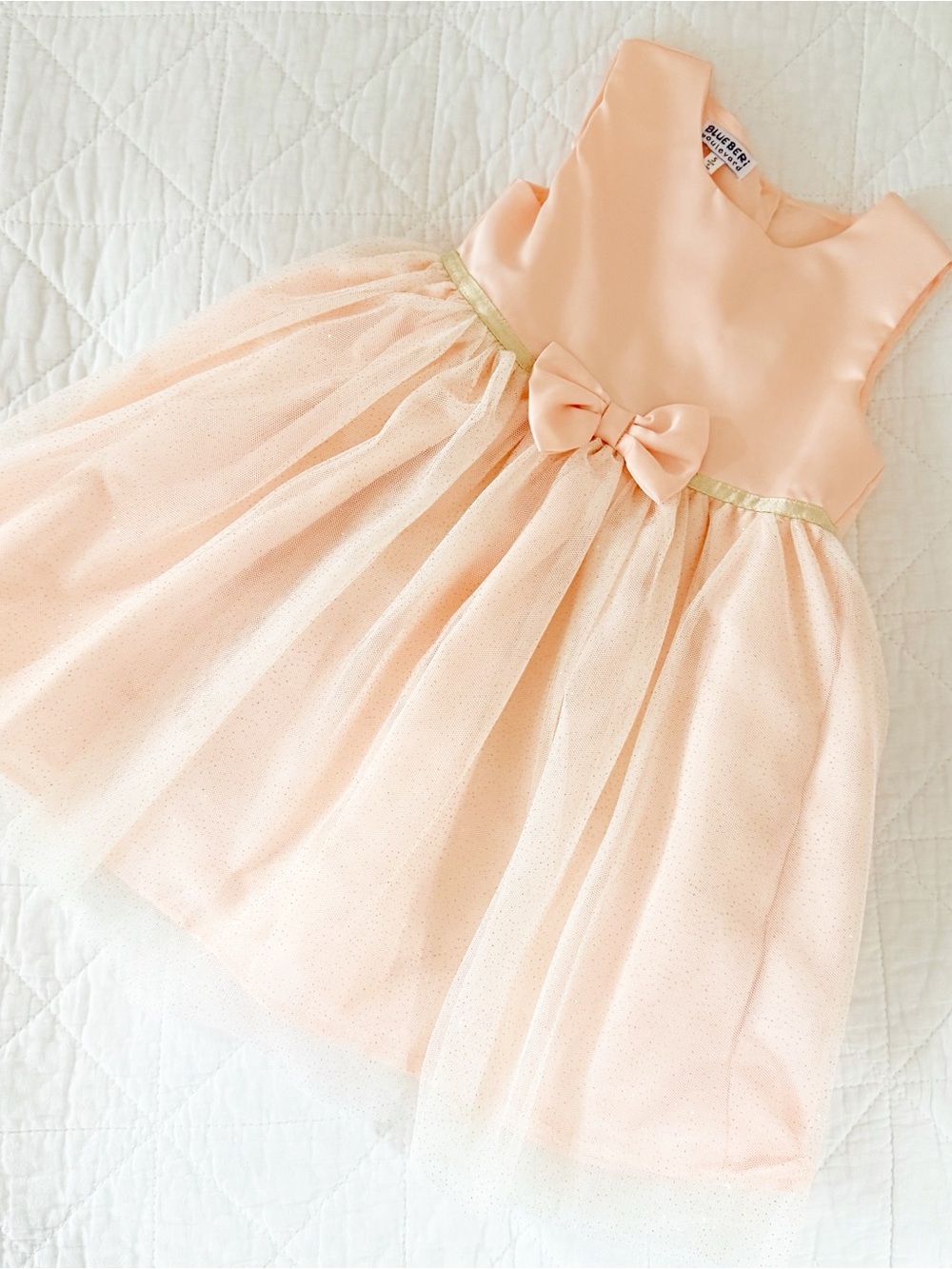 NEW Blueberi Boulevard Pink Satin & Tulle Dress with Bow 5